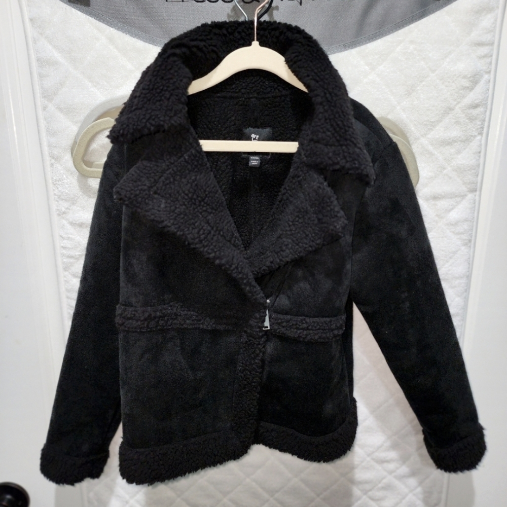 Girls Black Faux Fur / Suede Jacket